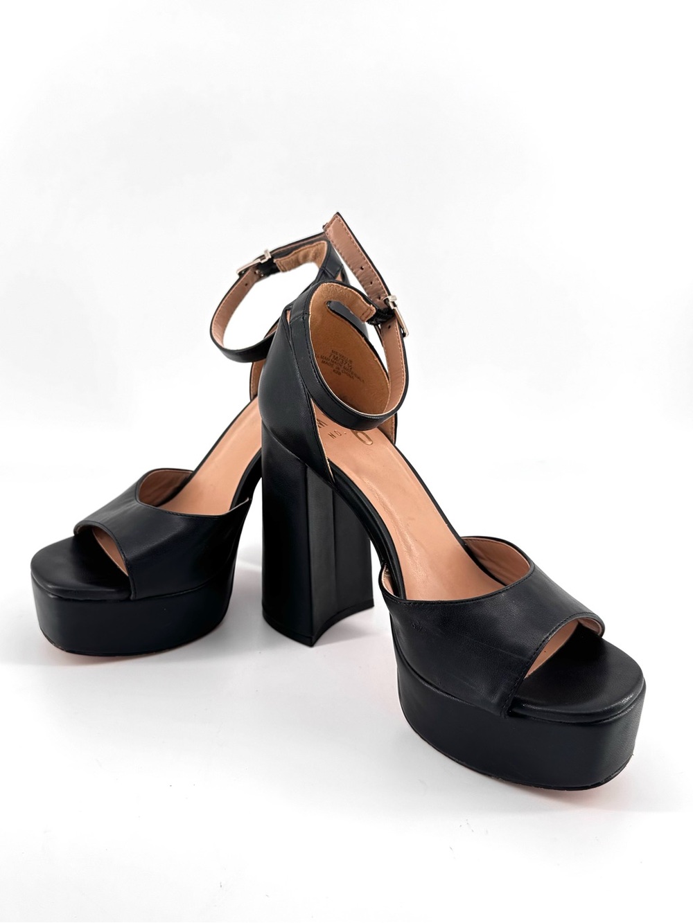 Mix No. 6 Black Platform Ankle-Strap Block Heel Sandals